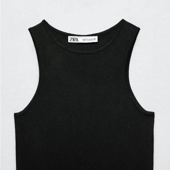 NWT. Zara Black Viscose Blend Knitwear Sleeveless Bodysuit. Size S. - Picture 5 of 9